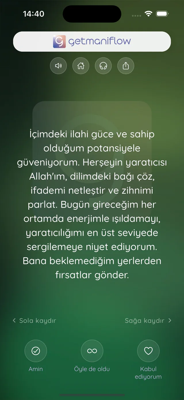 Yeşil arka plan üzerinde iç potansiyele güven manifesti